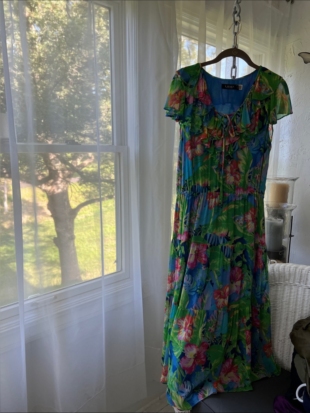 Ralph Lauren Blue, Green and Pink Floral Maxi Dress